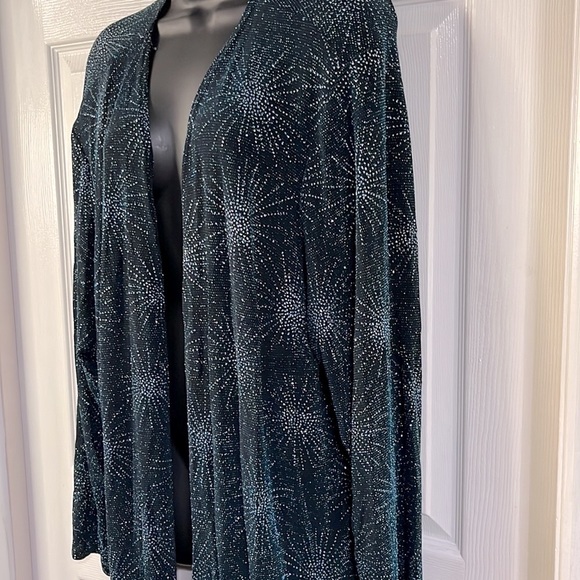 Onyx Nite by Wendye Chaitin shimmering blue sequined top, size 5X. NWT. - Picture 2 of 10